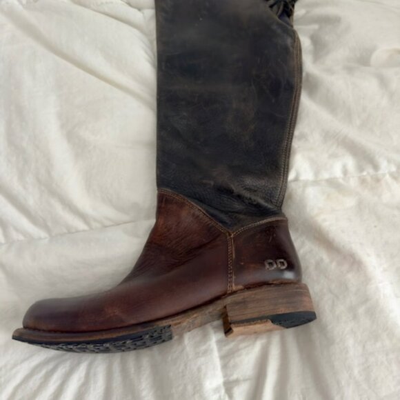 Rare! Bed Stu Manchester Two Tone Knee High Distressed Leather Riding Boots - Picture 2 of 10